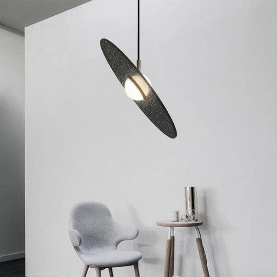 UFO Shaped Pendant Lamp Modern Concrete 1 Light Black/White/Pink Hanging Ceiling Light