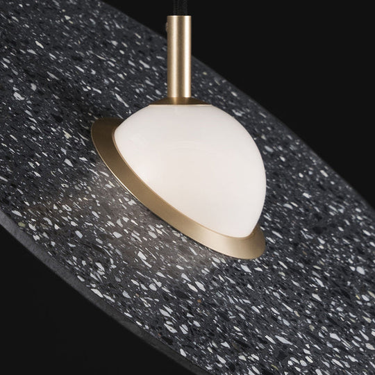 UFO Shaped Pendant Lamp Modern Concrete 1 Light Black/White/Pink Hanging Ceiling Light