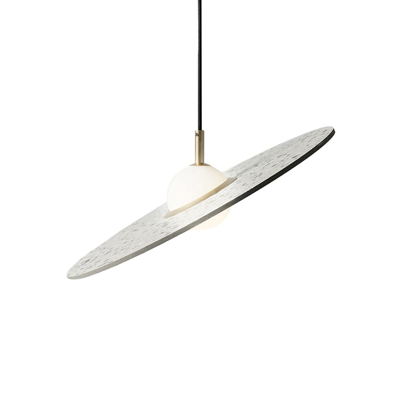 UFO Shaped Pendant Lamp Modern Concrete 1 Light Black/White/Pink Hanging Ceiling Light