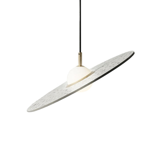UFO Shaped Pendant Lamp Modern Concrete 1 Light Black/White/Pink Hanging Ceiling Light