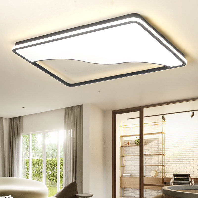 Modern LED Ceiling Light Fixture for Bedroom - Simple Acrylic Design - Black/White - 16"/19.5"/35.5" W - Warm/White
