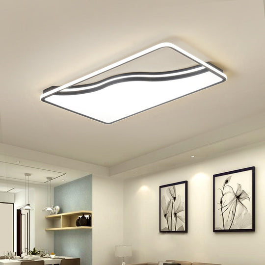 Modern LED Ceiling Light Fixture for Bedroom - Simple Acrylic Design - Black/White - 16"/19.5"/35.5" W - Warm/White
