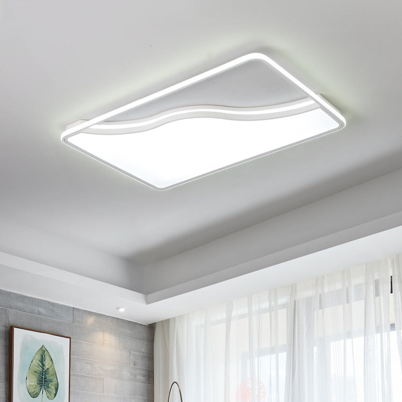Modern LED Ceiling Light Fixture for Bedroom - Simple Acrylic Design - Black/White - 16"/19.5"/35.5" W - Warm/White