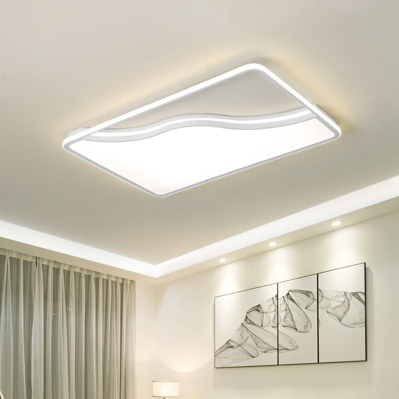 Modern LED Ceiling Light Fixture for Bedroom - Simple Acrylic Design - Black/White - 16"/19.5"/35.5" W - Warm/White