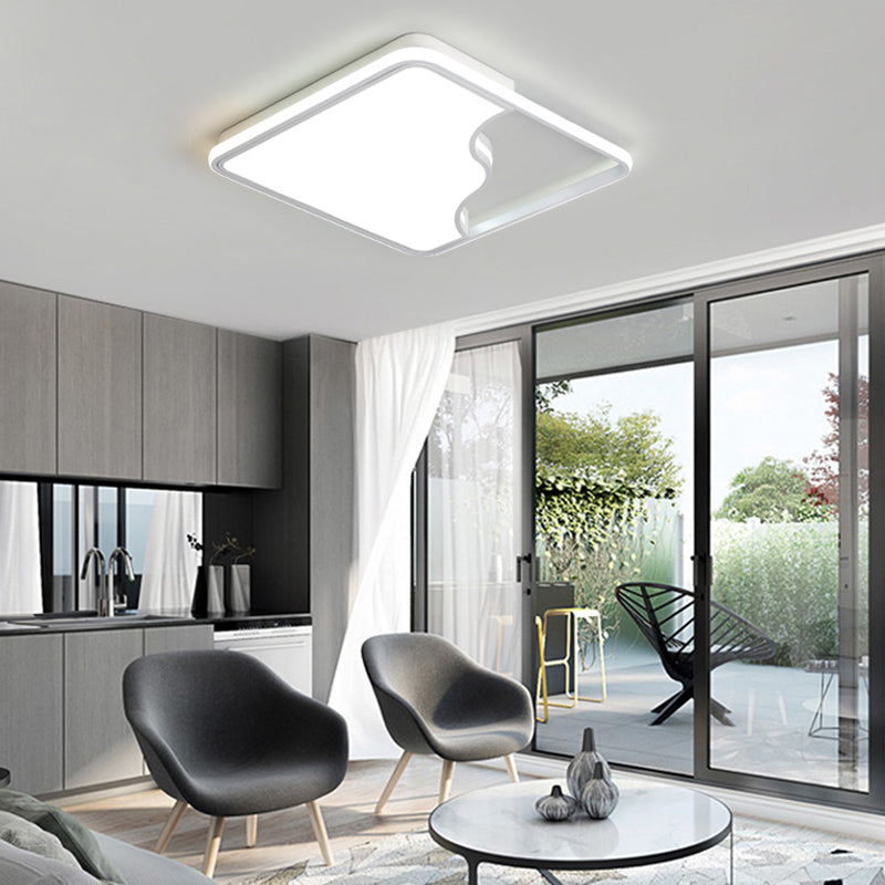 Modern LED Ceiling Light Fixture for Bedroom - Simple Acrylic Design - Black/White - 16"/19.5"/35.5" W - Warm/White