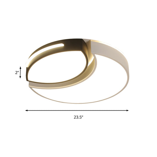 Modern Led Flush Mount Bedroom Ceiling Light In Black And White With Warm/White Lighting