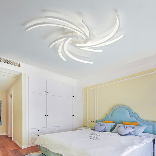 Modern Swirl Flush Mount Lamp - Acrylic Ceiling Fixture with 3/4/5 Lights for White Bedroom - Warm/White