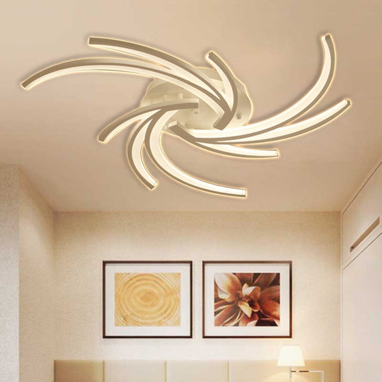 Modern Swirl Flush Mount Lamp - Acrylic Ceiling Fixture with 3/4/5 Lights for White Bedroom - Warm/White