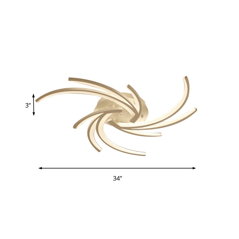 Modern Swirl Flush Mount Lamp - Acrylic Ceiling Fixture with 3/4/5 Lights for White Bedroom - Warm/White