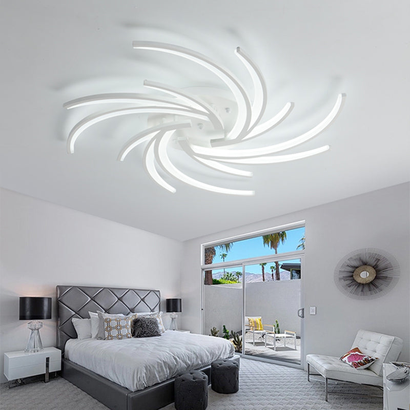 Modern Swirl Flush Mount Lamp - Acrylic Ceiling Fixture with 3/4/5 Lights for White Bedroom - Warm/White