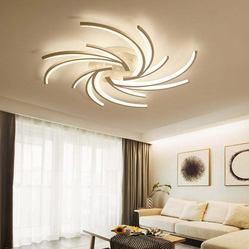 Modern Swirl Flush Mount Lamp - Acrylic Ceiling Fixture with 3/4/5 Lights for White Bedroom - Warm/White