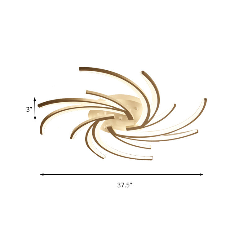 Modern Swirl Flush Mount Lamp - Acrylic Ceiling Fixture with 3/4/5 Lights for White Bedroom - Warm/White