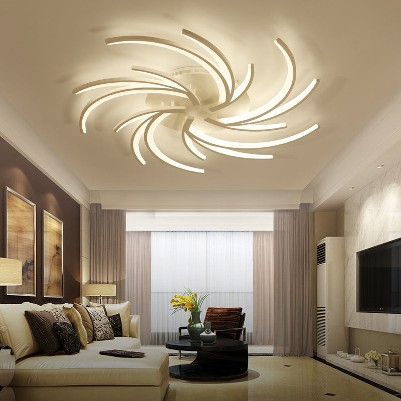 Modern Swirl Flush Mount Lamp - Acrylic Ceiling Fixture with 3/4/5 Lights for White Bedroom - Warm/White