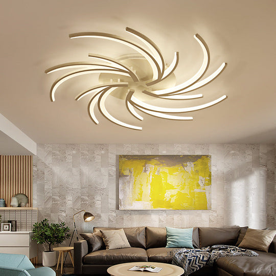 Modern Swirl Flush Mount Lamp - Acrylic Ceiling Fixture with 3/4/5 Lights for White Bedroom - Warm/White