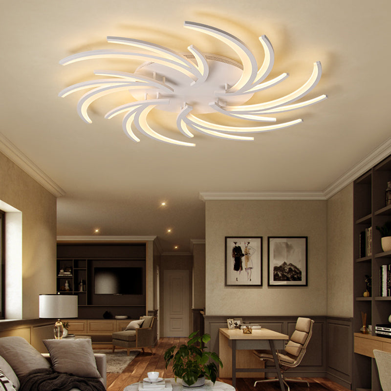Modern Swirl Flush Mount Lamp - Acrylic Ceiling Fixture with 3/4/5 Lights for White Bedroom - Warm/White