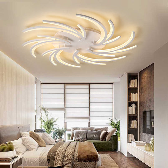Modern Swirl Flush Mount Lamp - Acrylic Ceiling Fixture with 3/4/5 Lights for White Bedroom - Warm/White