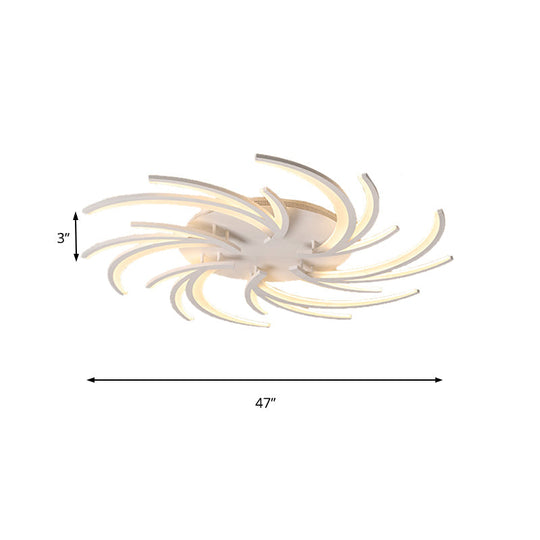 Modern Swirl Flush Mount Lamp - Acrylic Ceiling Fixture with 3/4/5 Lights for White Bedroom - Warm/White