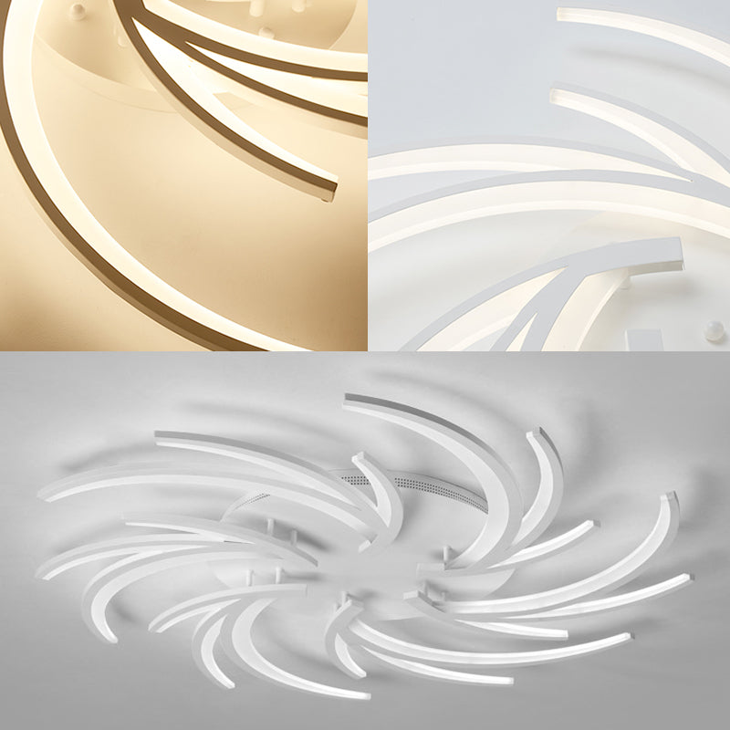 Modern Swirl Flush Mount Lamp - Acrylic Ceiling Fixture with 3/4/5 Lights for White Bedroom - Warm/White