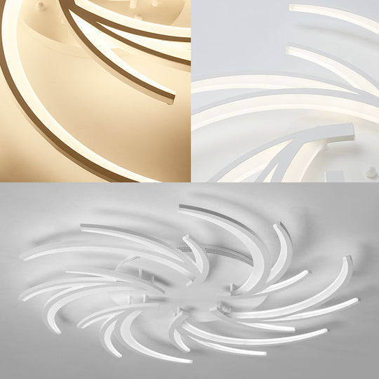 Modern Swirl Flush Mount Lamp - Acrylic Ceiling Fixture with 3/4/5 Lights for White Bedroom - Warm/White