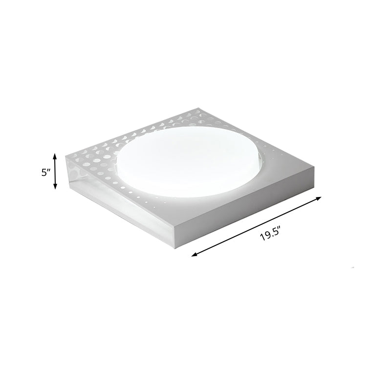 Iron Square Flush Mount Ceiling Light with Acrylic Shade in Nordic White/Black for Warm/White Bedroom Lighting