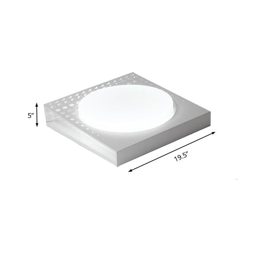 Iron Square Flush Mount Ceiling Light with Acrylic Shade in Nordic White/Black for Warm/White Bedroom Lighting