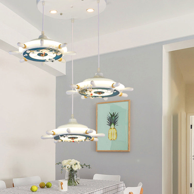 Nautical Style Hanging Lamp For Bedroom With Adjustable Pendant Lighting And Ship Wheel Design In