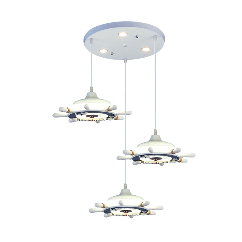Nautical Style Hanging Lamp For Bedroom With Adjustable Pendant Lighting And Ship Wheel Design In