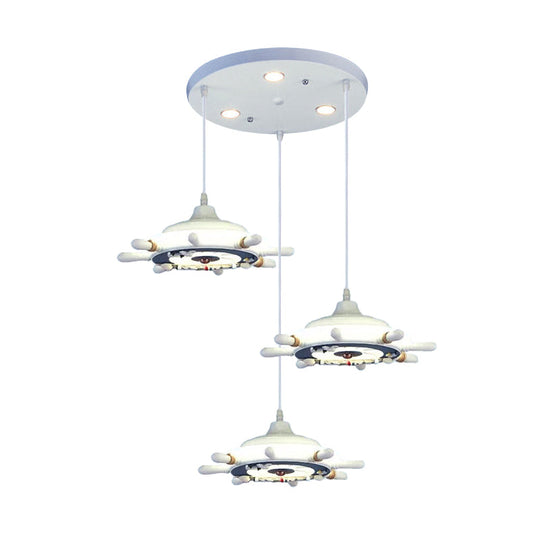 Nautical Style Hanging Lamp For Bedroom With Adjustable Pendant Lighting And Ship Wheel Design In