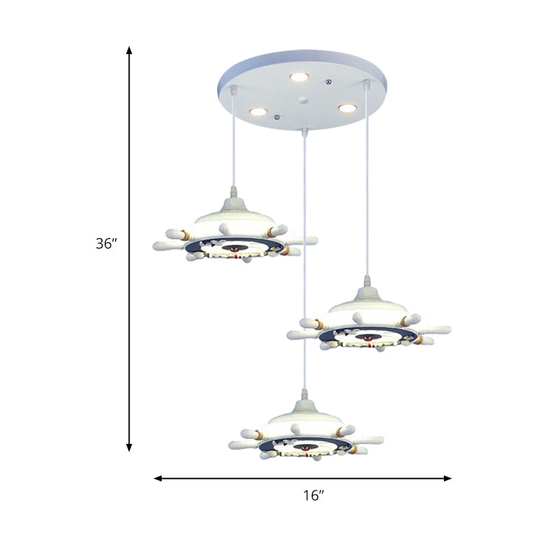 Nautical Style Hanging Lamp For Bedroom With Adjustable Pendant Lighting And Ship Wheel Design In