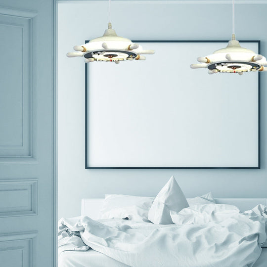 Nautical Style Hanging Lamp For Bedroom With Adjustable Pendant Lighting And Ship Wheel Design In