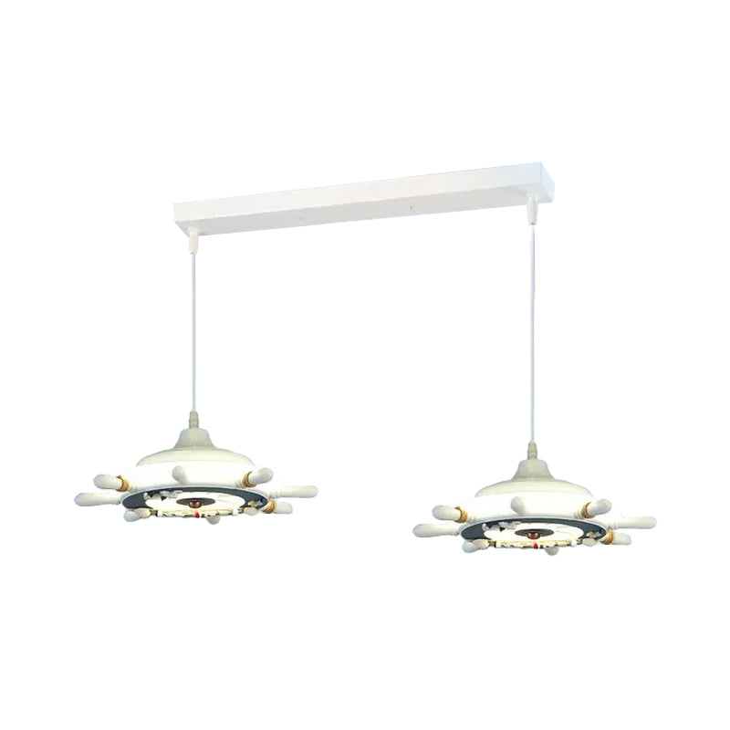 Nautical Style Hanging Lamp For Bedroom With Adjustable Pendant Lighting And Ship Wheel Design In