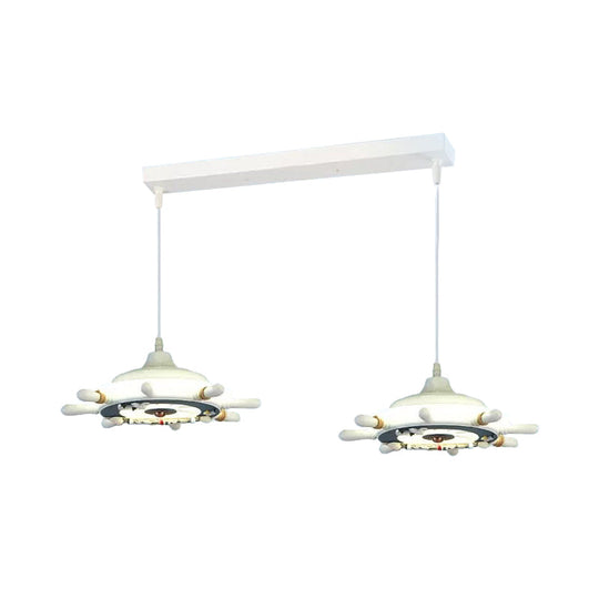 Nautical Style Hanging Lamp For Bedroom With Adjustable Pendant Lighting And Ship Wheel Design In