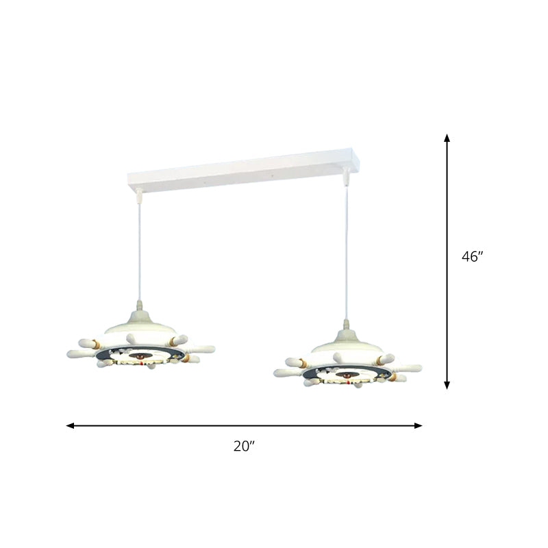Nautical Style Hanging Lamp For Bedroom With Adjustable Pendant Lighting And Ship Wheel Design In