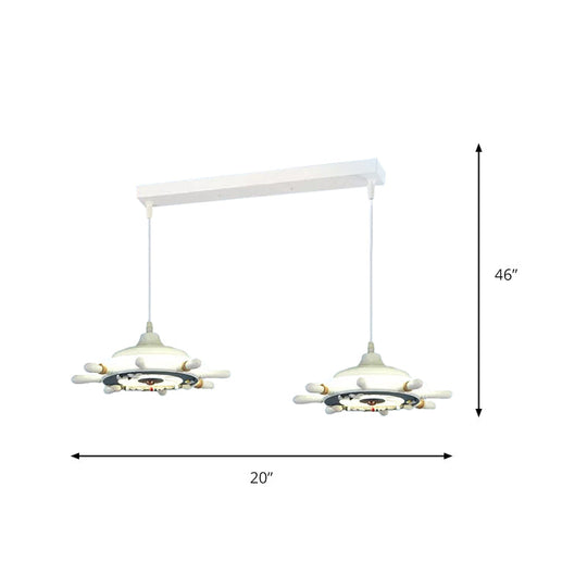 Nautical Style Hanging Lamp For Bedroom With Adjustable Pendant Lighting And Ship Wheel Design In
