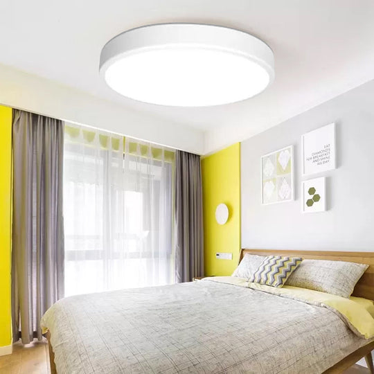 Modern White Led Flush Mount Light - Ultra Thin Ceiling Lighting With Acrylic Shade For Bedroom / 12