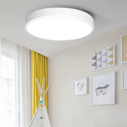 Modern White LED Flush Mount Light - Ultra Thin Ceiling Lighting with Acrylic Shade for Bedroom