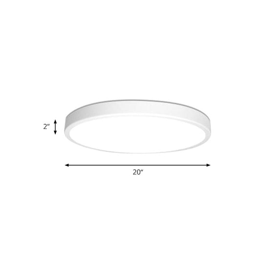 Modern White LED Flush Mount Light - Ultra Thin Ceiling Lighting with Acrylic Shade for Bedroom