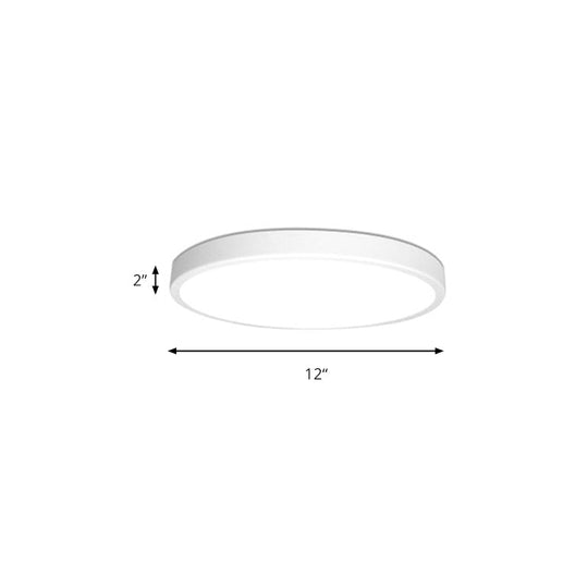 Modern White LED Flush Mount Light - Ultra Thin Ceiling Lighting with Acrylic Shade for Bedroom