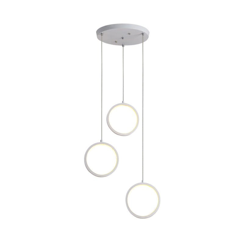 Modern Acrylic Pendant Light with 3 Lights, Black/White Finish, Square/Circle Cluster Design, Warm/White Light, Round/Linear Canopy