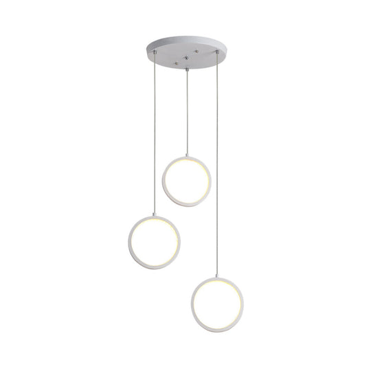 Modern Acrylic Pendant Light with 3 Lights, Black/White Finish, Square/Circle Cluster Design, Warm/White Light, Round/Linear Canopy