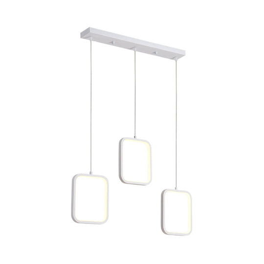 Modern Acrylic Pendant Light with 3 Lights, Black/White Finish, Square/Circle Cluster Design, Warm/White Light, Round/Linear Canopy