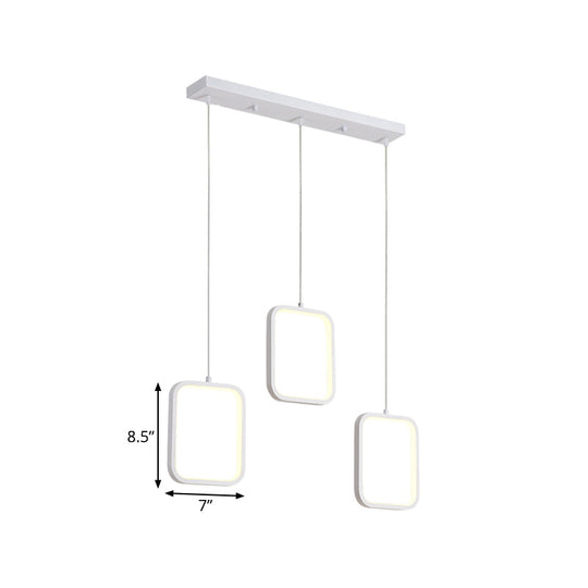 Modern Acrylic Cluster Pendant With 3 Lights Warm/White Lighting And Round/Linear Canopy -