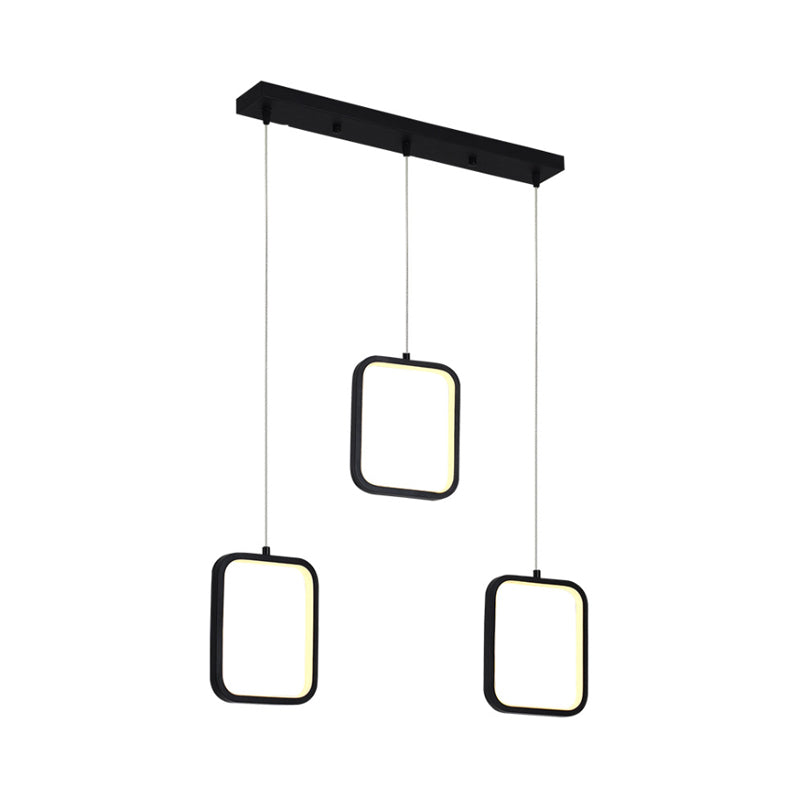 Modern Acrylic Cluster Pendant With 3 Lights Warm/White Lighting And Round/Linear Canopy -