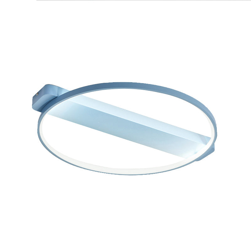 LED Bedroom Ceiling Light - Kid's Modern Semi Flush with Acrylic Ring