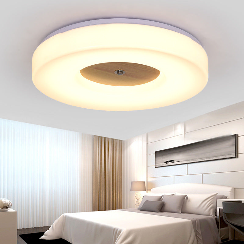 Modern Flush Ceiling Light - Wood and Acrylic Construction - LED - 8"/13"/15"/19" Wide - Warm Lighting - Ideal for Dining Room