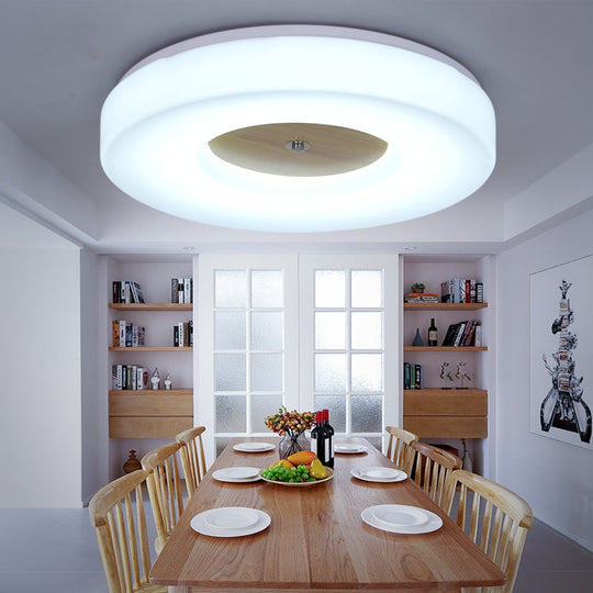 Modern Flush Ceiling Light - Wood and Acrylic Construction - LED - 8"/13"/15"/19" Wide - Warm Lighting - Ideal for Dining Room
