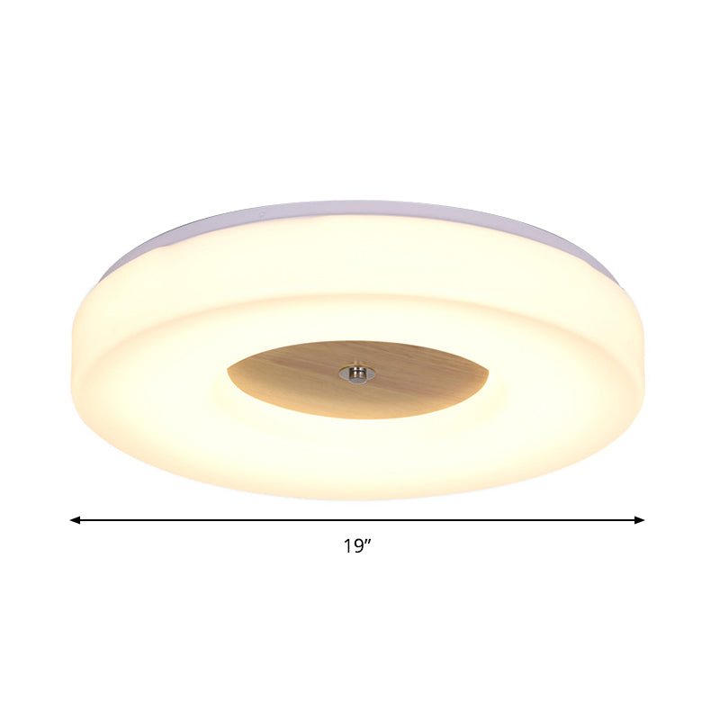 Modern Flush Ceiling Light - Wood and Acrylic Construction - LED - 8"/13"/15"/19" Wide - Warm Lighting - Ideal for Dining Room