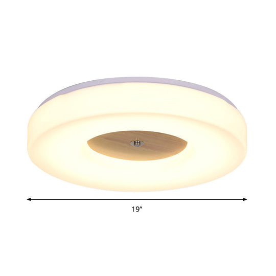 Modern Flush Ceiling Light - Wood and Acrylic Construction - LED - 8"/13"/15"/19" Wide - Warm Lighting - Ideal for Dining Room
