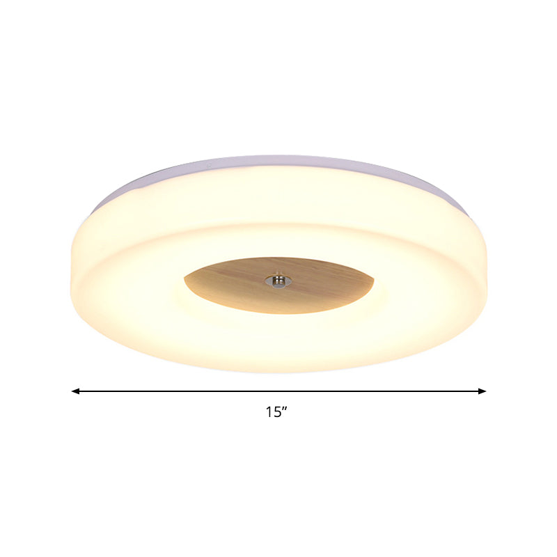 Modern Flush Ceiling Light - Wood and Acrylic Construction - LED - 8"/13"/15"/19" Wide - Warm Lighting - Ideal for Dining Room