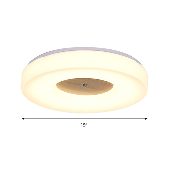 Modern Flush Ceiling Light - Wood and Acrylic Construction - LED - 8"/13"/15"/19" Wide - Warm Lighting - Ideal for Dining Room